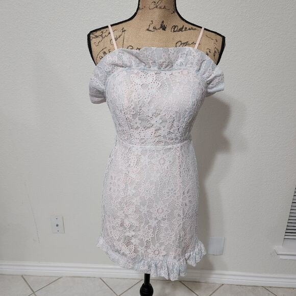 Bcbg generation lace ruffled bodice‎ bodycon mini party dress size 0 - Picture 1 of 6